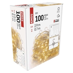 LED vianočná drop reťaz – cencúle, 2,9 m, vonkajšia aj vnútorná, teplá biela, programy