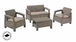 Záhradný nábytok Keter Corfu set dvojsedačka + dve kreslá + stôl cappuccino
