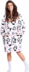Mikinová deka Cozy Noxxiez CH354 Panda - hrejivá televízna s kapucňou pre teenagerov a dospelých