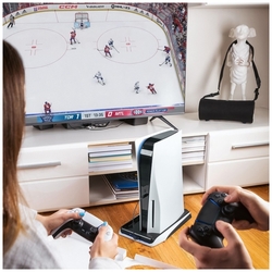Dokovacia stanica FIXED pre PlayStation 5 s chladením a nabíjaním pre dva ovládače DualSense, čierno-biela