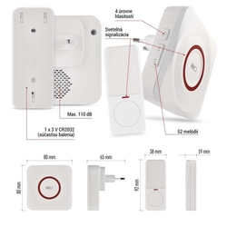 GoSmart Domový bezdrôtový zvonček P5735WS do zásuvky s WiFi