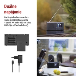 Prenosné rádio s Bluetooth, DAB / DAB+ / FM, čierne