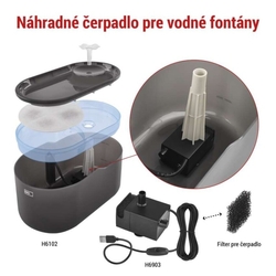 Náhradné vodné čerpadlo pre inteligentné vodné fontány, čierne