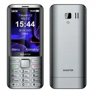 Aligator D950 strieborná / 3.5 TFT / Dual SIM / SOS tlačidlo | Locator | SMS / FM rádio / svietidlo
