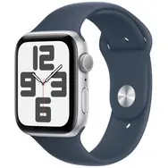 Apple Watch SE (2023) GPS 44mm Strieborné hliníkové telo - Búrkovo modrý športový remienok M/L / 160-210 mm