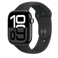 Apple Watch Series 10 GPS+Cellular 42mm Klavírno čierne hliníkové telo - Čierny športový remienok (M/L) / 150-200 mm