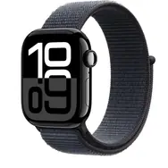 Apple Watch Series 10 GPS+Cellular 42mm Klavírno čierne hliníkové telo - Atramentovo fialový prevliekací remienok / 130-200