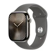 Apple Watch Series 10 GPS+Cellular 42mm Prírodné titánové telo - Skálovo šedý športový remienok (M/L) / 150-200 mm