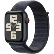 Apple Watch SE (2024) GPS + Cellular 44mm Temne atramentové hliníkové telo - Atramentovo fialový prevliekací remienok