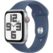 Apple Watch SE (2024) GPS + Cellular 44mm Strieborné hliníkové telo - Denimový športový remienok S/M / 140-190 mm