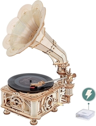 ROBOTIME Rokr 3D dřevěné puzzle Klasický gramofon 424 dílků