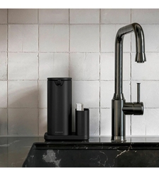 Dávkovač  Simplehuman bezdotykový, mydla – 414 ml + držiak na hubku, matná čierna oceľ