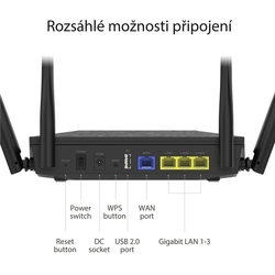 WiFi router Asus RT-AX53U WiFi 6, 3x GLAN, 1x GWAN, USB