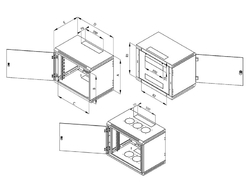 Rack Triton 19" jednodílný 15U/500mm prosklené dveře, odnímatelné bočnice, šedý