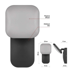 LED záhradné nástenné svietidlo NIKA, 12 x 12 x 20 cm, 12,5 W, teplá biela