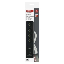 GoSmart predlžovací kábel 2 m / 4 zásuvky / s vyp. / s USB / biely-čierny / PVC / 1,5 mm2