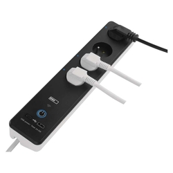 GoSmart predlžovací kábel 2 m / 4 zásuvky / s vyp. / s USB / biely-čierny / PVC / 1,5 mm2