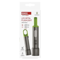 LED nabíjacie ručné kovové svietidlo, 600 lm, 1 200 mAh