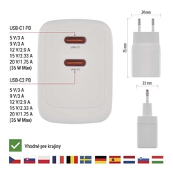 Univerzálny USB adaptér GaN do siete PD 35 W max.