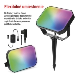 GoSmart vonkajší LED reflektor, štartovacia sada, 3 diely, 14 W, RGBIC stmievateľný, WiFi