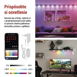 GoSmart LED reflektor - 255 cm reťaz, 12 častí, 7 W, RGBIC+CCT, stmievateľný, WiFi