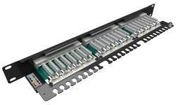 Patch panel Solarix SX24-5E-STP-BK-N 24 x RJ45 CAT5E STP čierny 1U