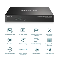 Záznamové zařízení TP-Link VIGI NVR1008H-8MP 8 kanálov, 8x Lan s PoE, 2x USB