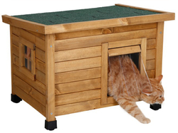 Drevená búda pre mačky KERBL 81564 RUSTICA, 57x45x43 cm, hnedá