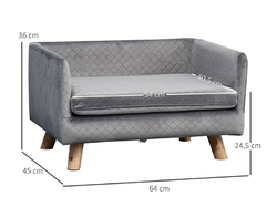 Pohovka pre psov PAWHUT D04-159CG, tmavo šedá, 64x45x36 cm
