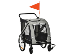 Vozík za bicykel pre psov 2v1 PAWHUT D00-144GY, šedý