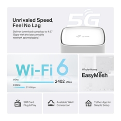 Modem TP-Link Archer NX500 AX3000, 5G/ LTE s WiFi routerem, 2x GLAN, 1x GWAN, 1x slot SIM, 2,4/5GHz, EasyMesh