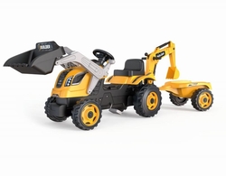 Šliapací traktor Smoby Builder Max s bagrom a vozíkom