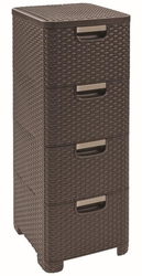 Regál Curver Style 4x14L so šuplíkmi tmavo hnedý