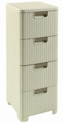 Regál Curver Style 4x14L so šuplíkmi biely