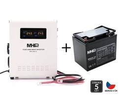 Zálohovací set MHPower WPU-700-12-SET65 pre kotly s obehovým čerpadlom, 700W, čistý sínus, 12V