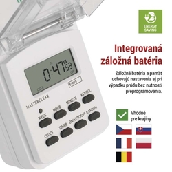 Časovač – digitální spínacia zásuvka vonkajšia IP44