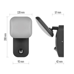 LED záhradné nástenné svietidlo NIKA, senzor súmraku, 12 x 12 x 20 cm, 12,8 W, teplá biela