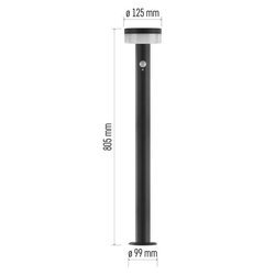 LED záhradné solárne stĺpikové svietidlo TERION, senzor súmraku, 12,5 x 12,5 x 80 cm