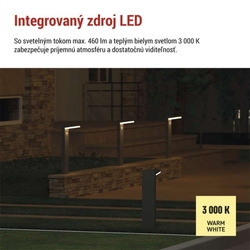LED záhradné solárne stĺpikové svietidlo VEREA, senzor súmraku, 10,7 x 15,4 x 50 cm