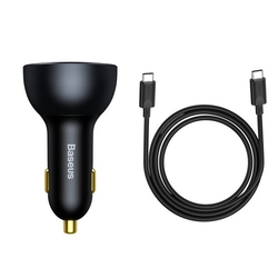 Baseus Car Charger Fast charger U+C+C, PD 3.0, QC 5.0, PPS, (with C+C cable 100W (20V/1.5A) 1m) 160W, Black (TZCCZM-0G)