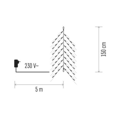LED vetvička, 150cm, vonkajšia, studená biela, časovač