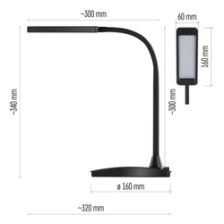 LED stolná lampa Eddy, čierna
