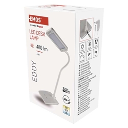 LED stolná lampa Eddy, biela