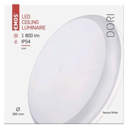 LED prisadené svietidlo DORI, kruh. biele 18W neutr.b., IP54