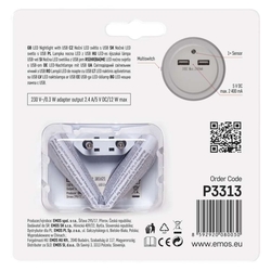 LED nočné svetlo P3313 do zásuvky s 2× USB