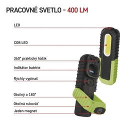 COB LED + LED nabíj. prac. svietidlo P4531, 400 lm, 2000 mAh