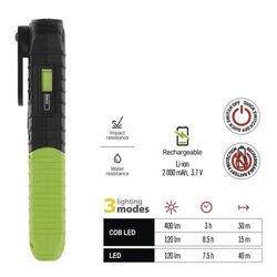 COB LED + LED nabíj. prac. svietidlo P4531, 400 lm, 2000 mAh