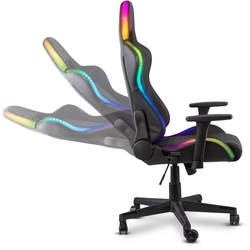 Herné kreslo Yenkee YGC 300RGB Stardust, čierne, podsvietené, polohovateľné