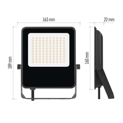 LED reflektor VISIO čierny, 50 W neutrálna biela