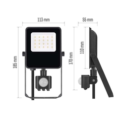 LED reflektor VISIO s pohybovým čidlom, 10W, neutrálna biela, čierný